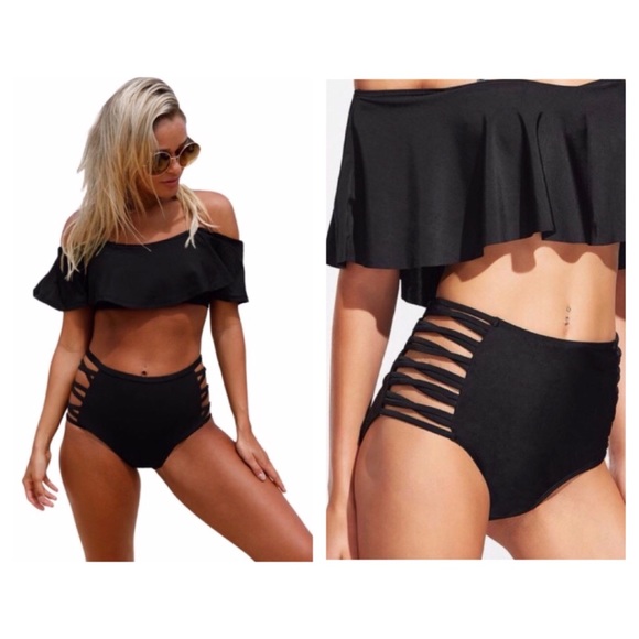 *Set* Two Piece Chic Black Bikini - Picture 4 of 10